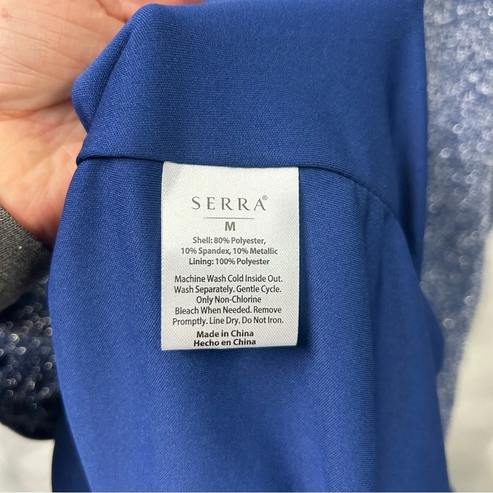 Serra blue sparkly faux wrap fully lined‎ dress size medium